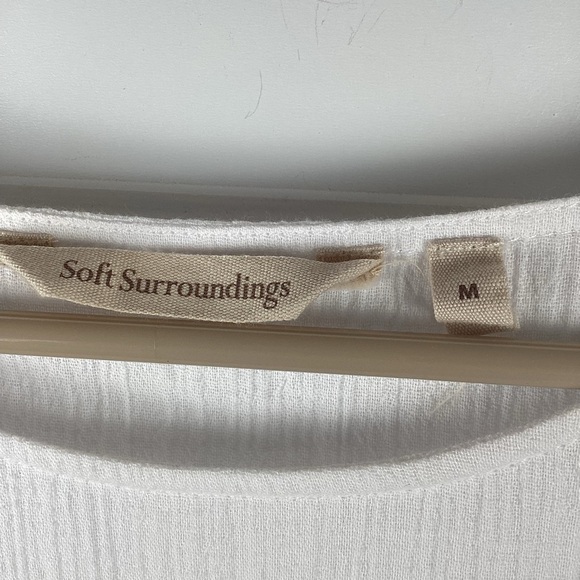 Soft Surroundings Women's Top SZ Medium White Overlay Tunic Blouse 3/4 Sleeves - Picture 4 of 6